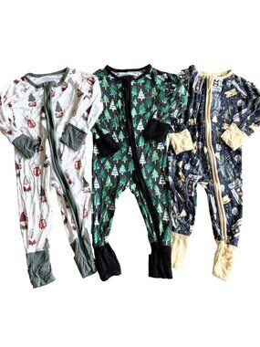 Little One Shop Bamboo Baby Footie Sleepers, Christmas - Size 3-6 Months